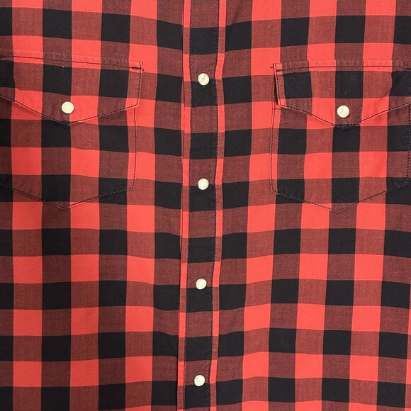 Vintage Canyon River Blues Red & Black Plaid Short Sleeve Button-Down Shirt Sz L - Picture 3 of 7